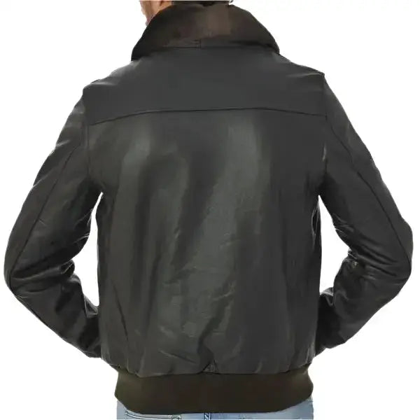 Men's Black Cowhide Leather Aviator Jacket