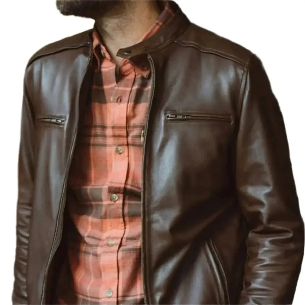 Men’s Brown Thompson Leather Moto Jacket