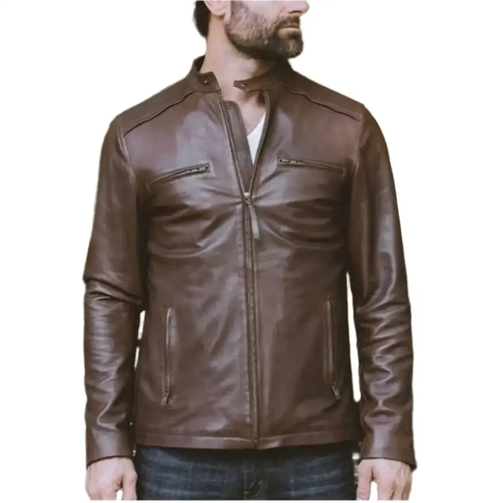 Men’s Brown Thompson Leather Moto Jacket