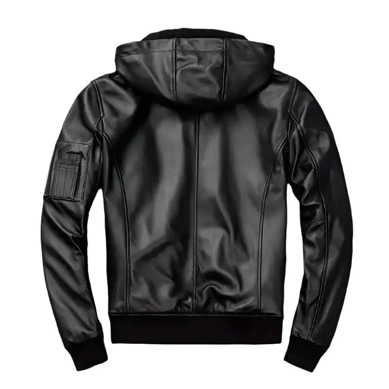 Men’s Hooded Leather Biker Jacket