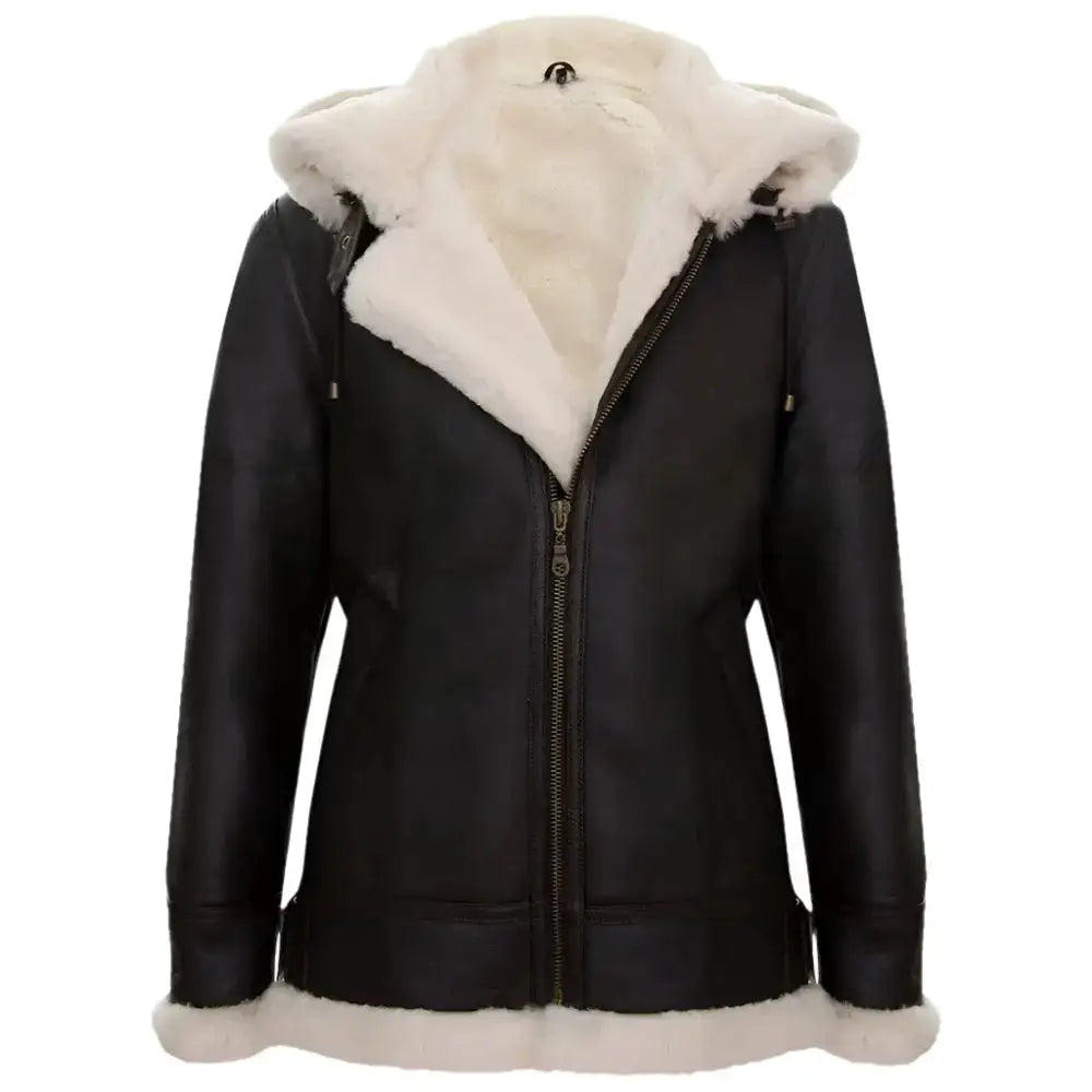 Women’s Hooded Sheepskin B3 Leather Jacket