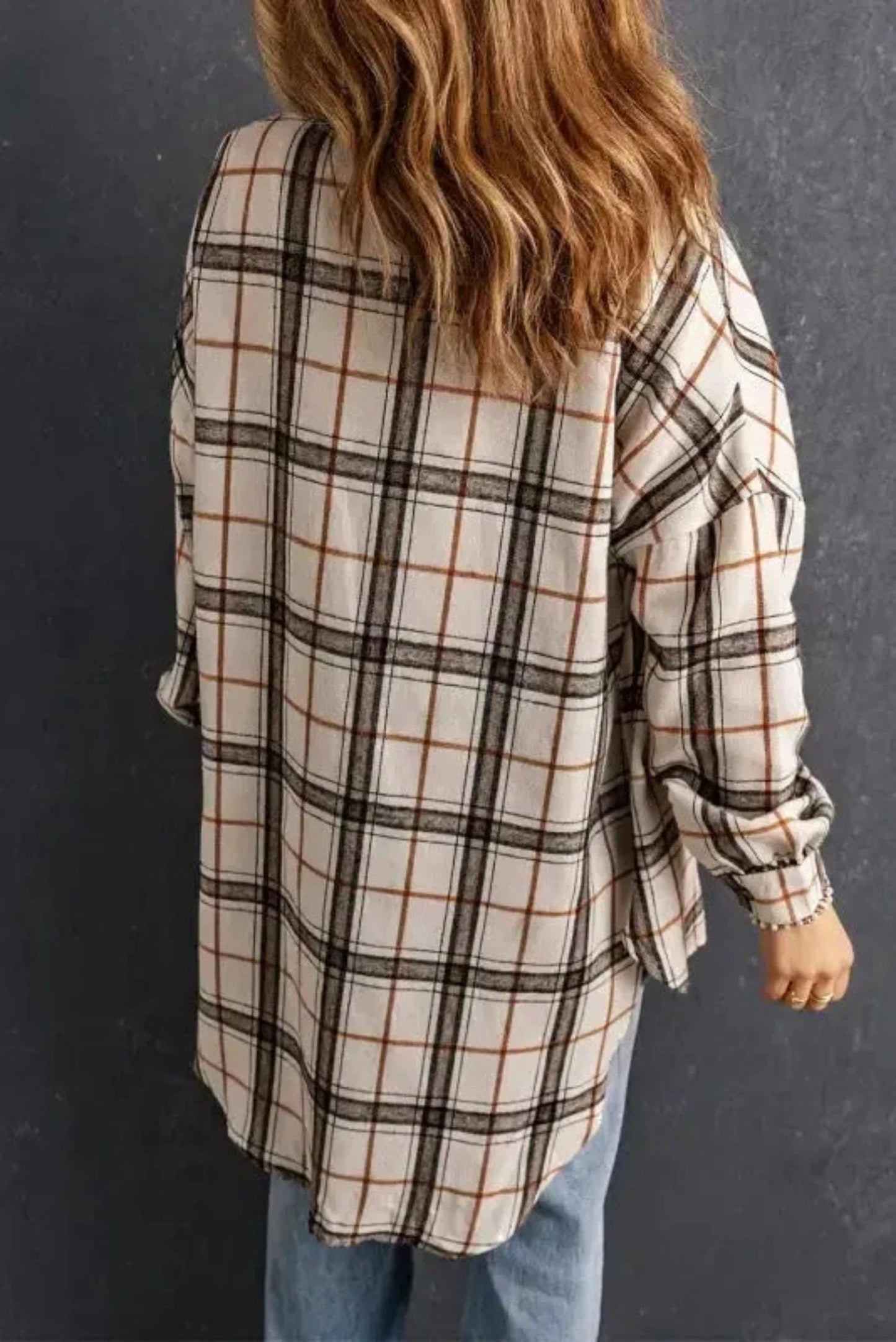 Plaid Button Front Western Style Shacket
