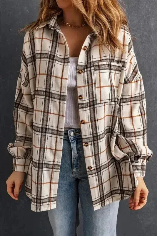 Plaid Button Front Western Style Shacket