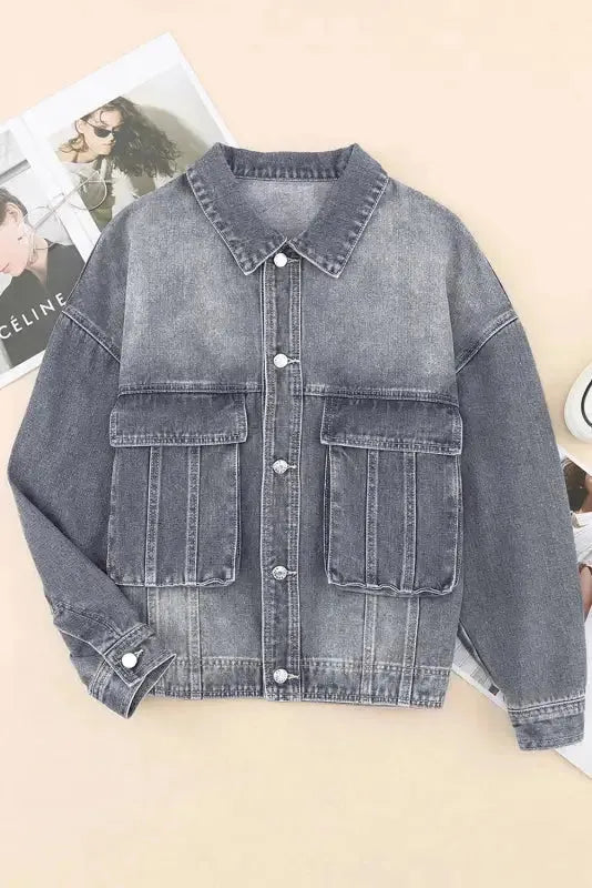 Loose Denim Jacket - Chest Pockets Drop Shoulder