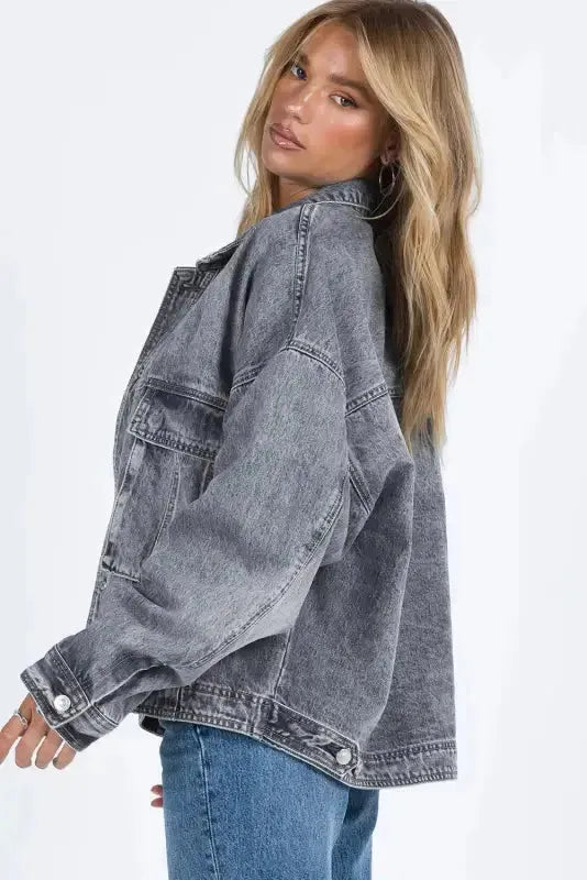 Loose Denim Jacket - Chest Pockets Drop Shoulder