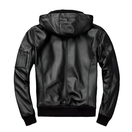 Men’s Hooded Leather Biker Jacket