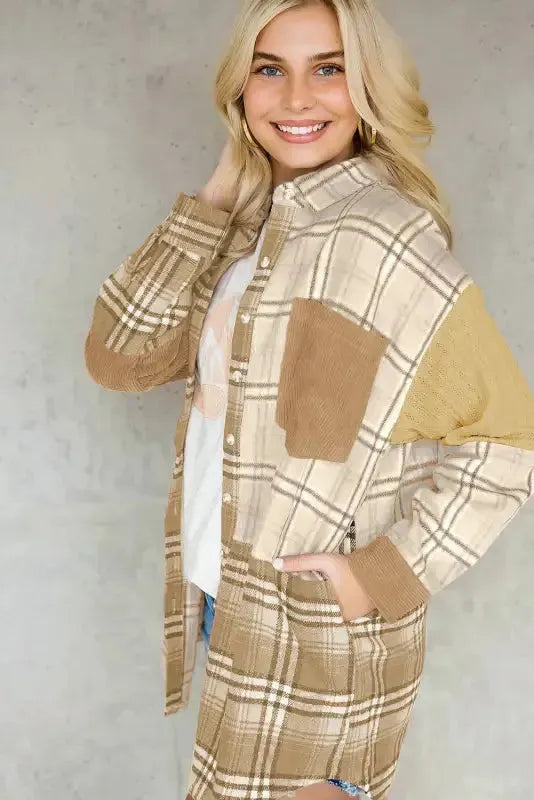Plaid Color Block Patchwork Shacket