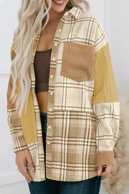 Plaid Color Block Patchwork Shacket