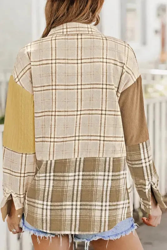 Plaid Color Block Patchwork Shacket