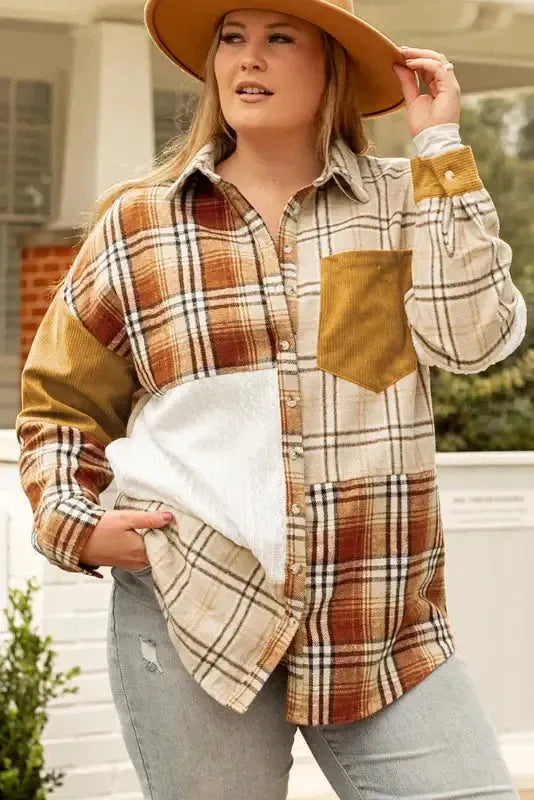 Plaid Color Block Patchwork Shacket