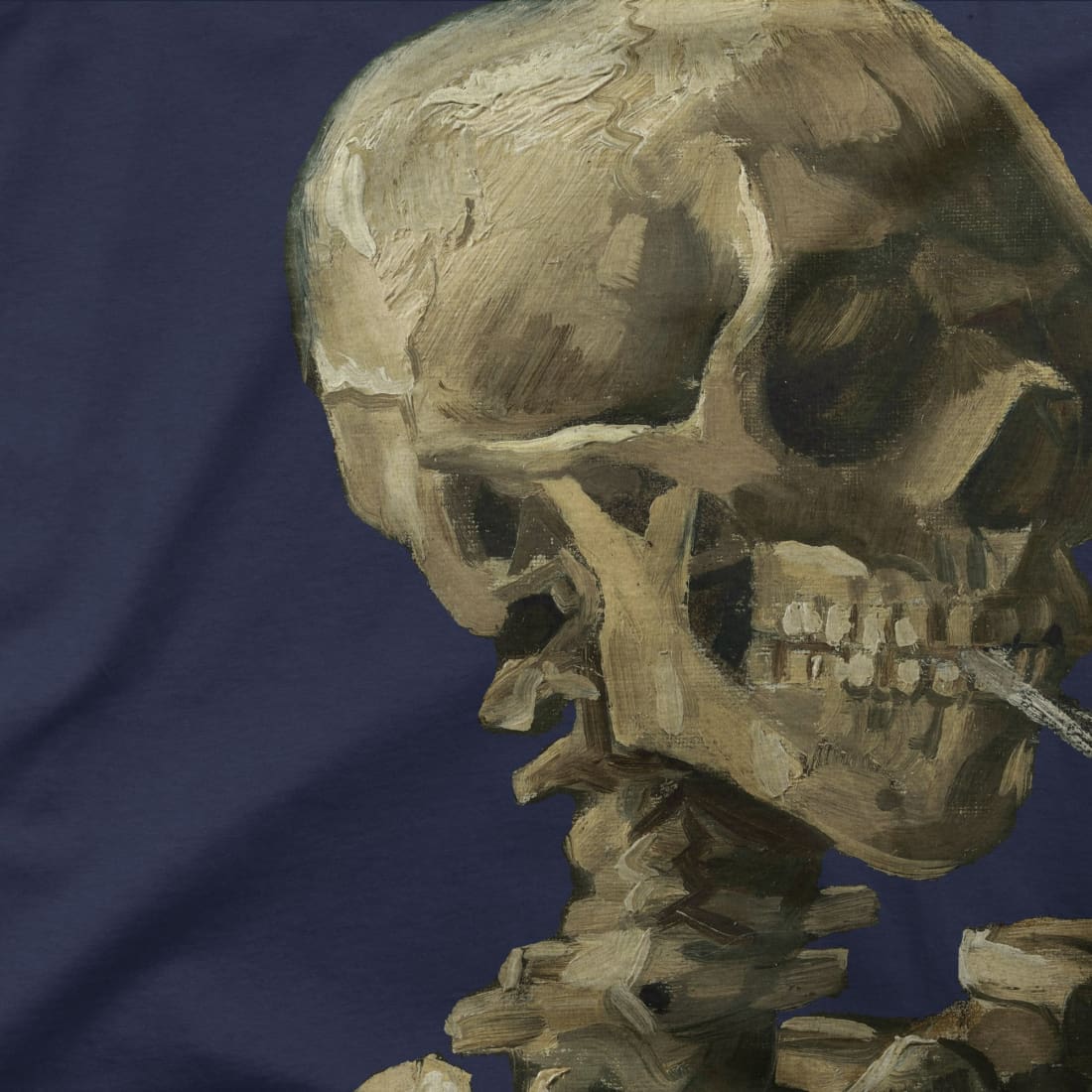 Van Gogh Skull of a Skeleton with Burning Cigarette 1886 T-Shirt-2