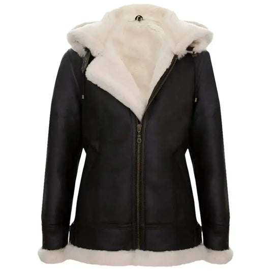 Women’s Hooded Sheepskin B3 Leather Jacket